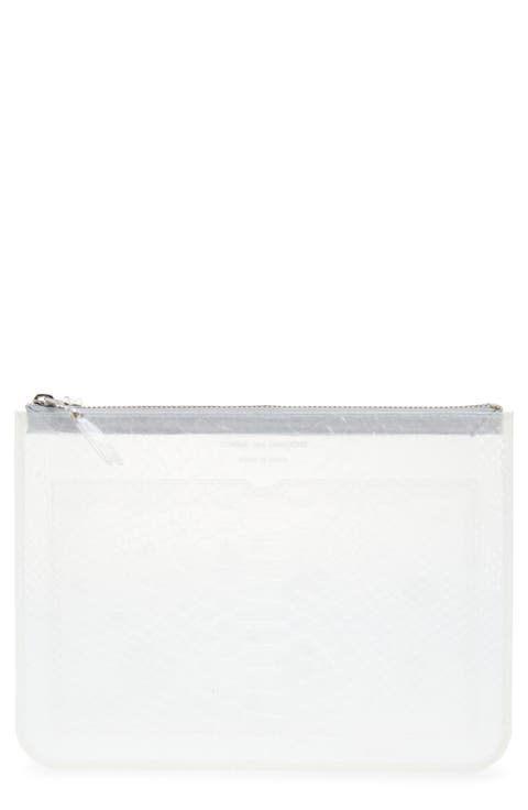 Snakeskin Embossed Transparent Zip Pouch