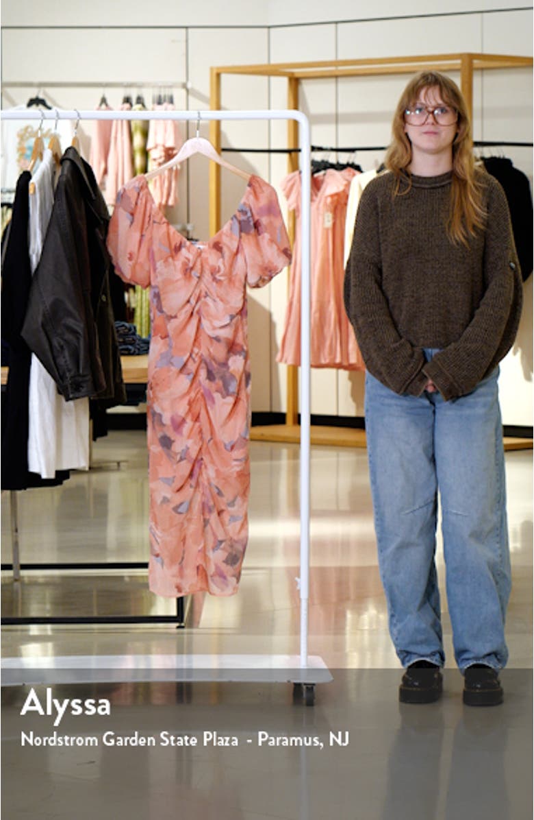 Ruched Puff Sleeve Midi Dress, sales video thumbnail