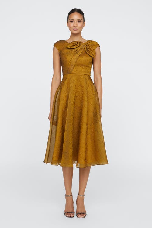 Theia Helen Tie Neck Cocktail Dress in Gold Nectar  product