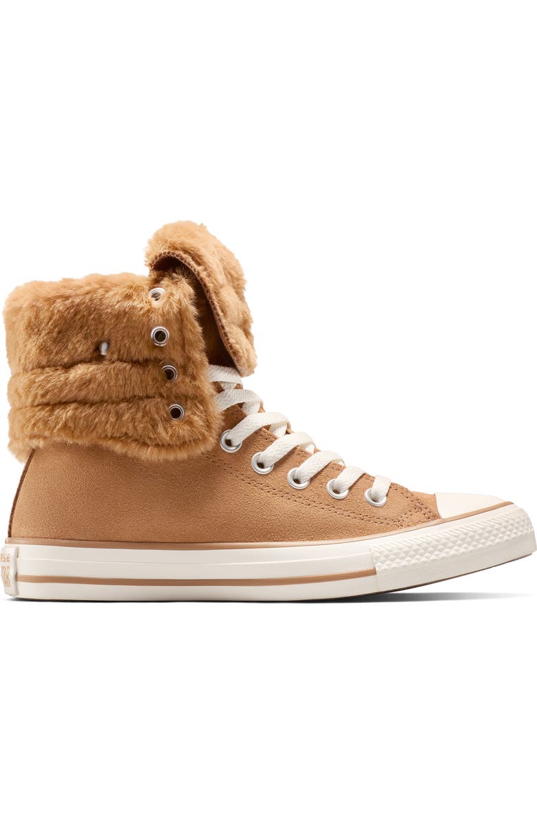 Converse Chuck Taylor All Star Faux Fur Foldover High Top Sneaker, Alternate, color, Incensed/ Incensed/ Egret