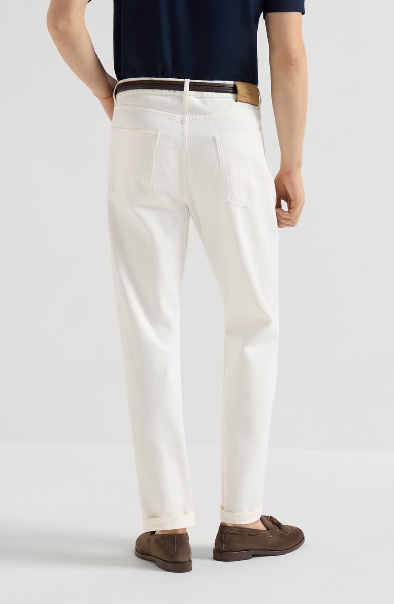 Brunello Cucinelli Garment-dyed denim trousers, Alternate, color, Snow
