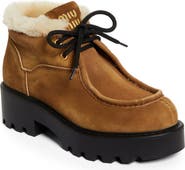 Miu Miu Boyfriend Genuine Shearling Lined Chukka Boot