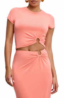 Metal Ring Jersey Crop Top