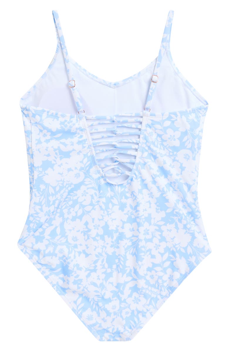 Raisins Kids' One-Piece Floral Swimsuit, Alternate, color, Blue