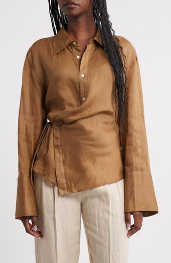 Mango Asymmetric Button-up Shirt In Brown