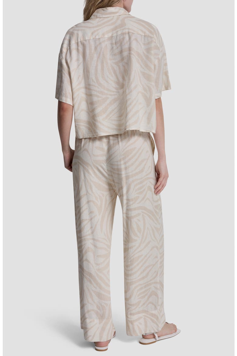 Cropped Drop Shoulder Linen Blend Top, Alternate, color, ZEBRA EGGNOG COMBO