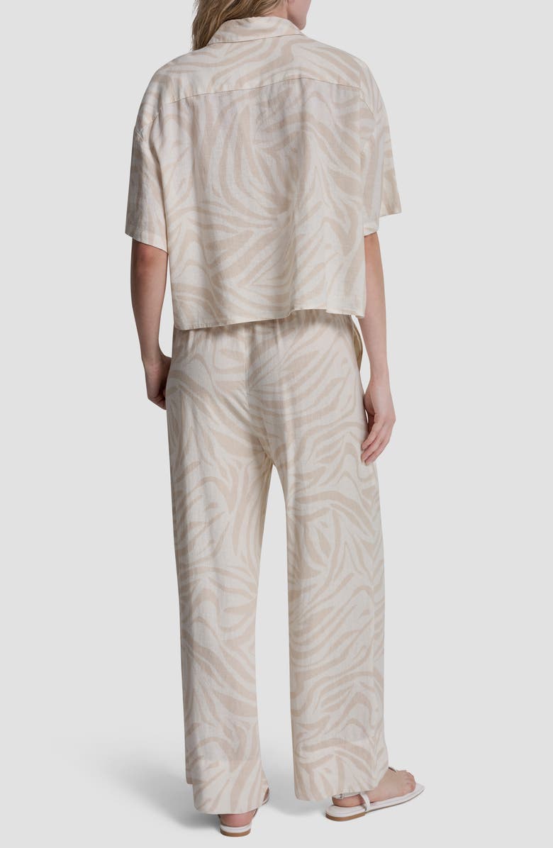 DKNY Jeans Cropped Drop Shoulder Linen Blend Top, Alternate, color, 