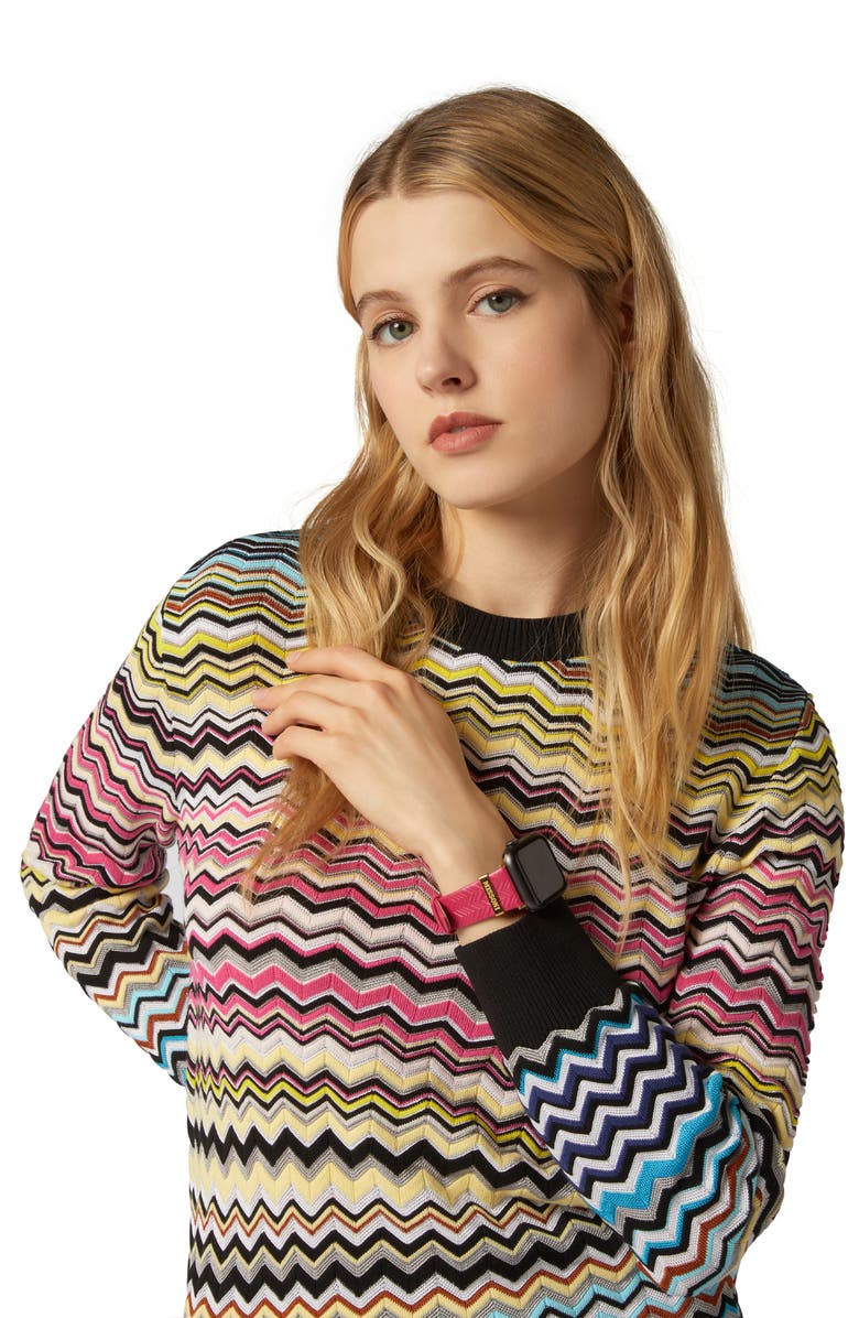 Missoni Zigzag 22mm Embossed Leather Apple Watch<sup>®</sup> Watchband, Alternate, color, 
