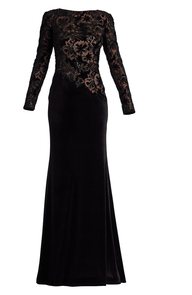 Tadashi Shoji Floral Sequin Long Sleeve Gown, Alternate, color, 