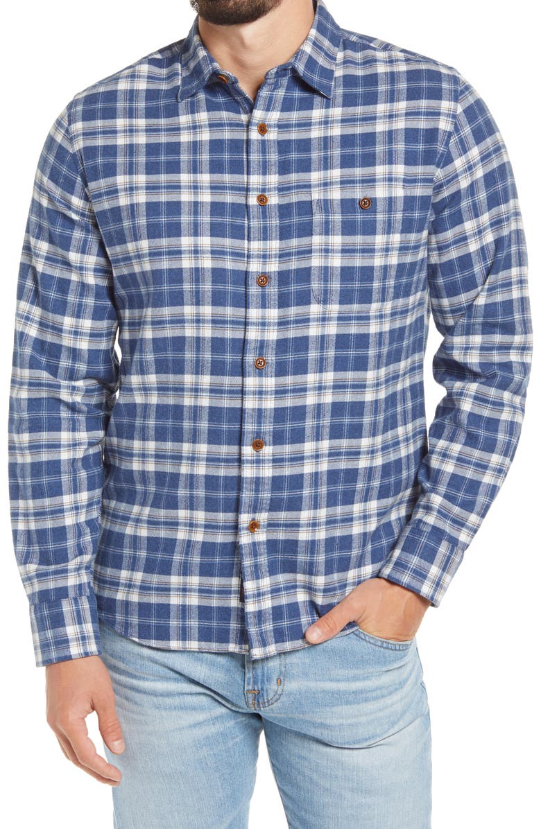 Faherty Stretch Seaview Plaid Flannel Button-Up Shirt, Main, color,