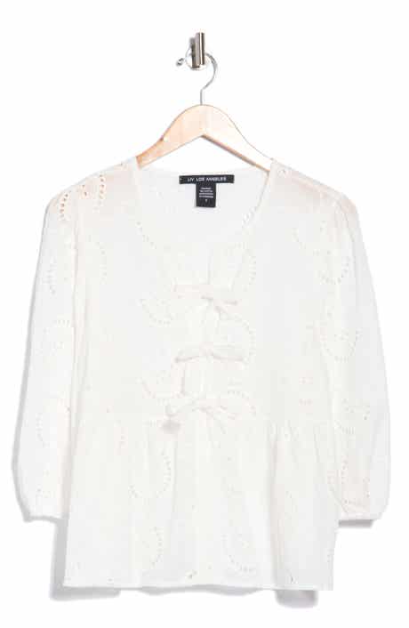Bow Front Eyelet Cotton Top