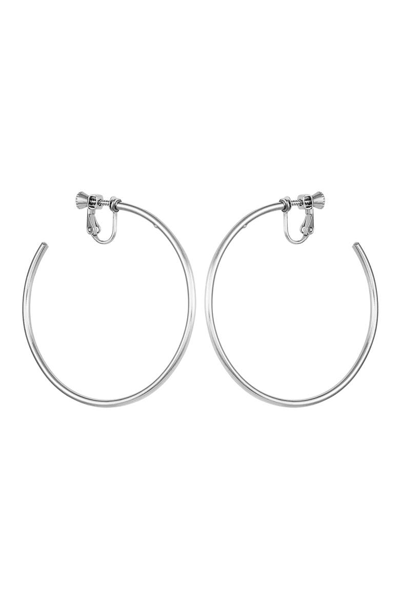 Medium Clip-On Hoop Earrings, Main, color, SILVER