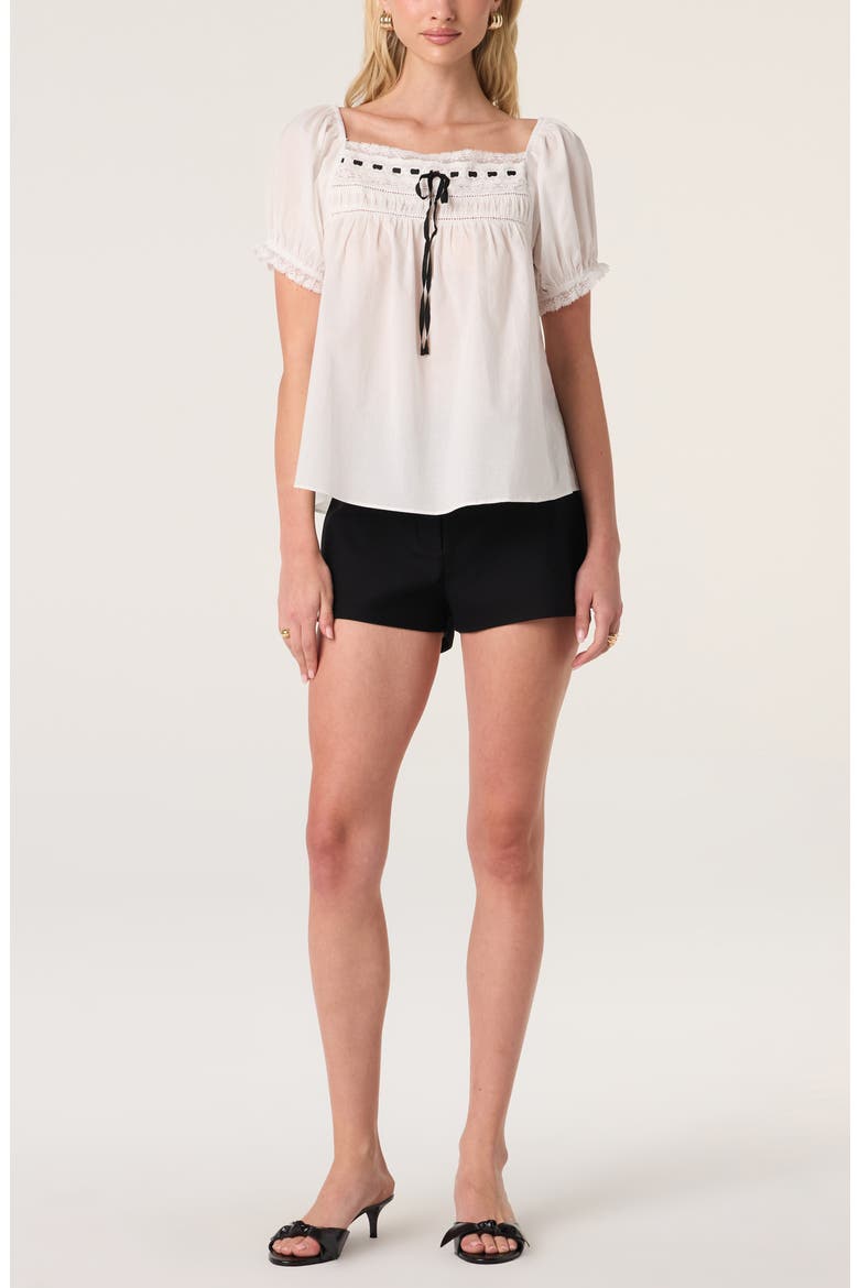 Carola Puff Sleeve Cotton Top, Alternate, color, OFF WHITE