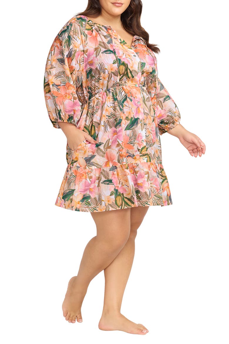 Titania Elgar Floral Cover-Up Dress, Alternate, color, NATURAL
