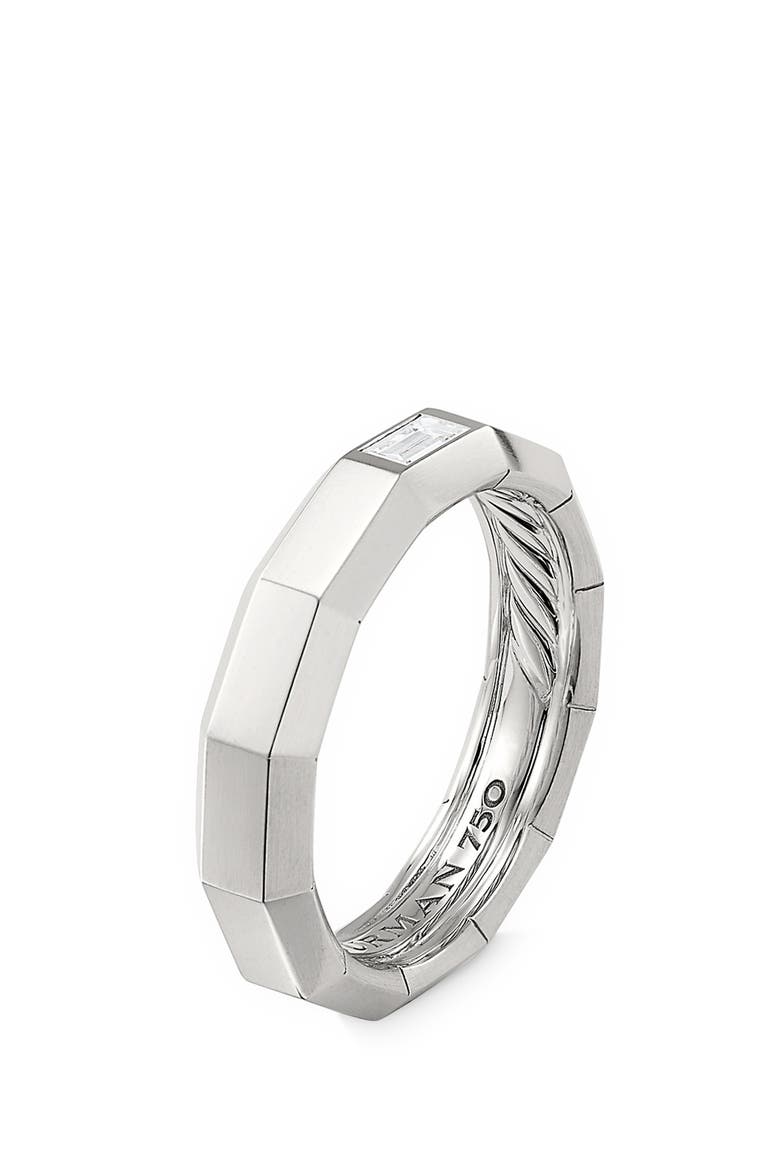 Faceted Band Ring in 18K Yellow Gold with Diamonds, Alternate, color, WHITE GOLD
