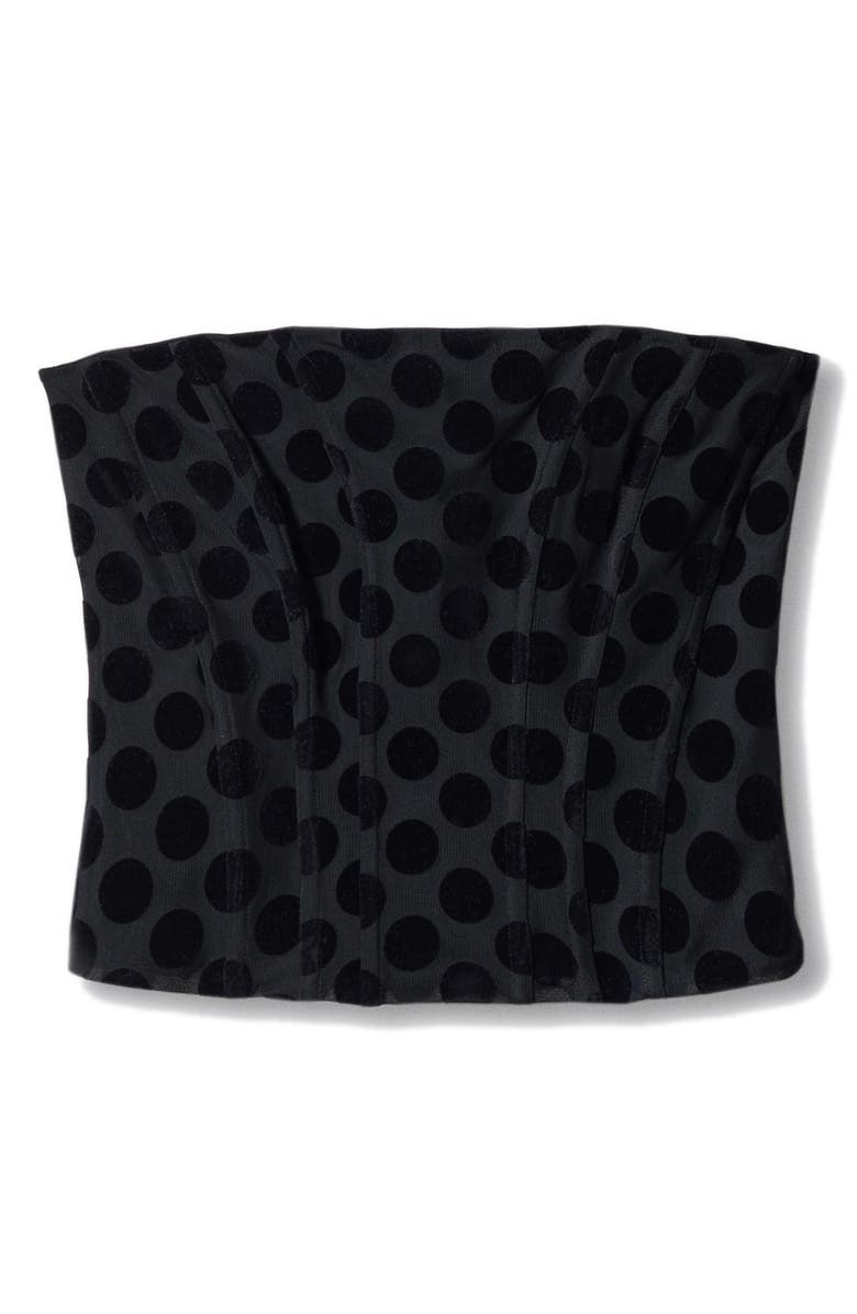 MANGO Velvet Polka Dot Corset Top, Alternate, color,