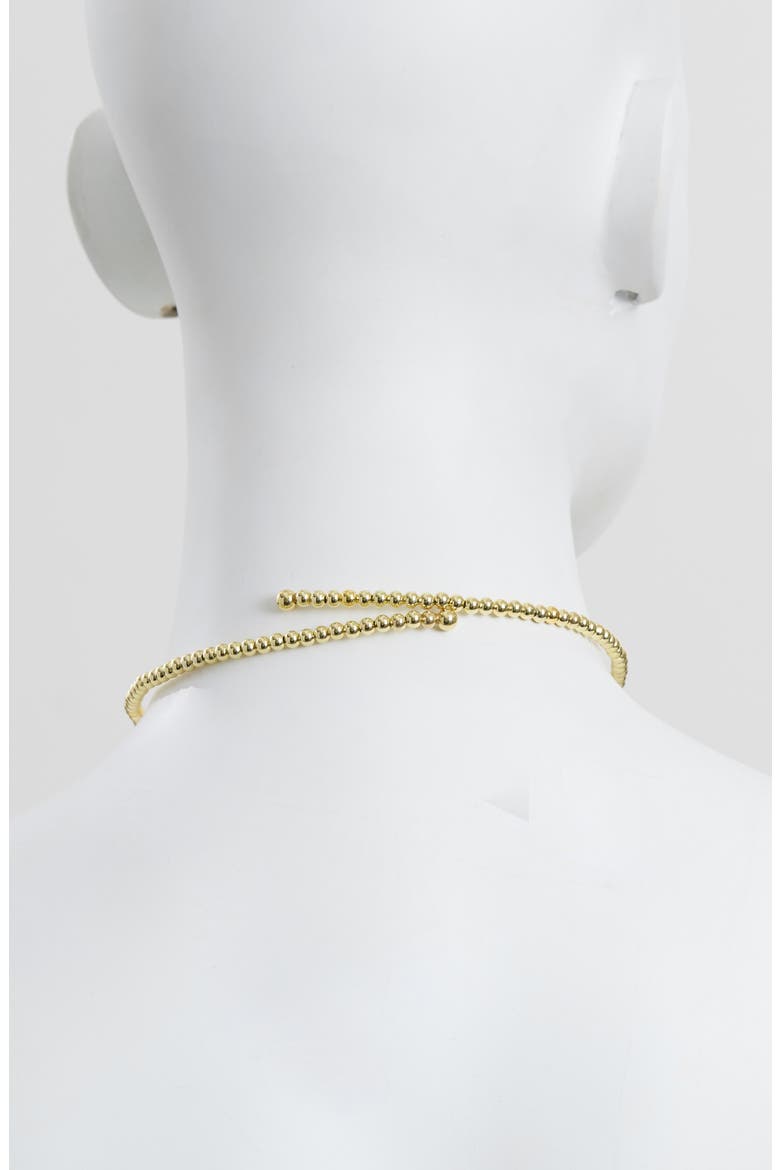 Modern Muse CZ Bar Beaded Choker Necklace, Alternate, color, GOLD