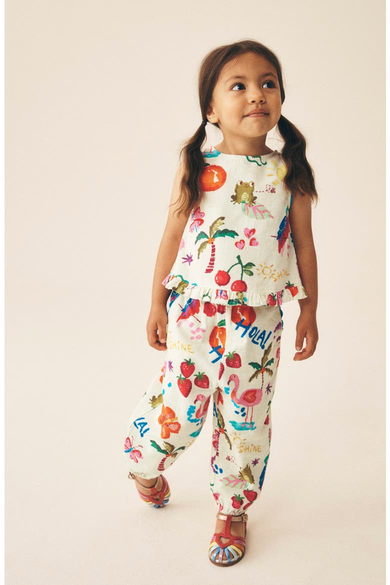 Kids' Fruit Print Top & Pants Set, Alternate, color, WHITE MULTI