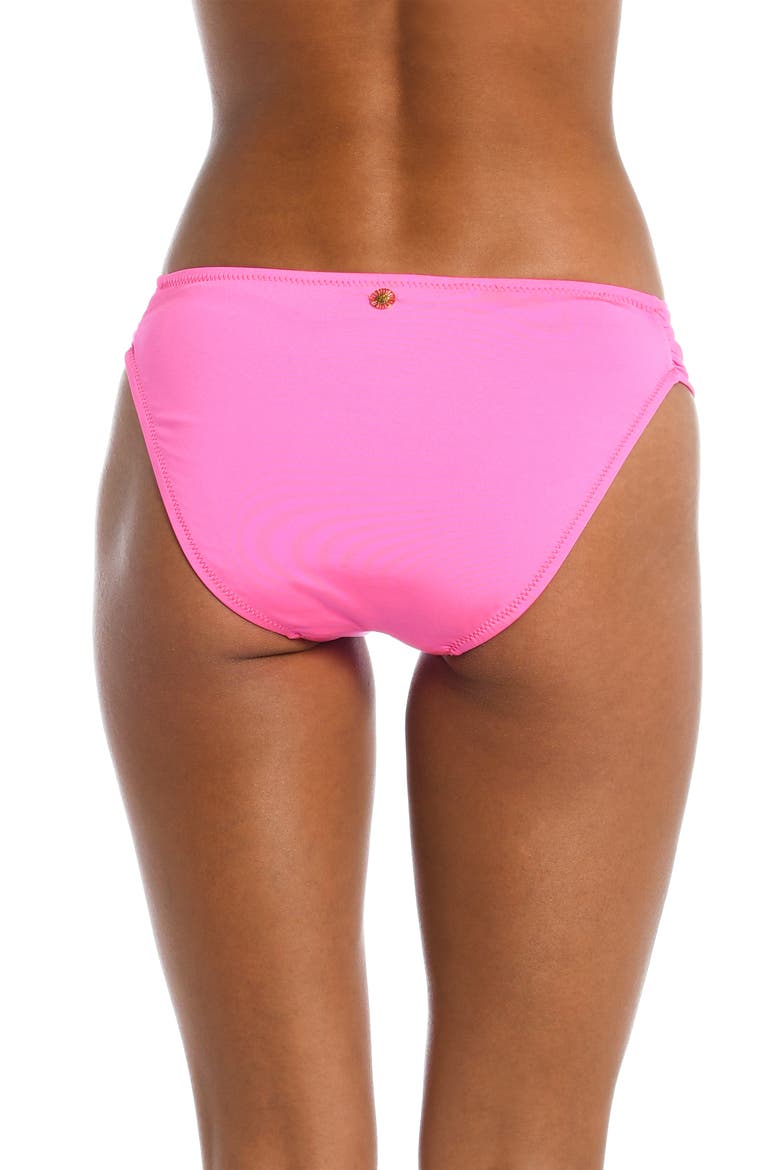 Solids Shirred Side Bikini Bottoms, Alternate, color, ELECTRIC PINK