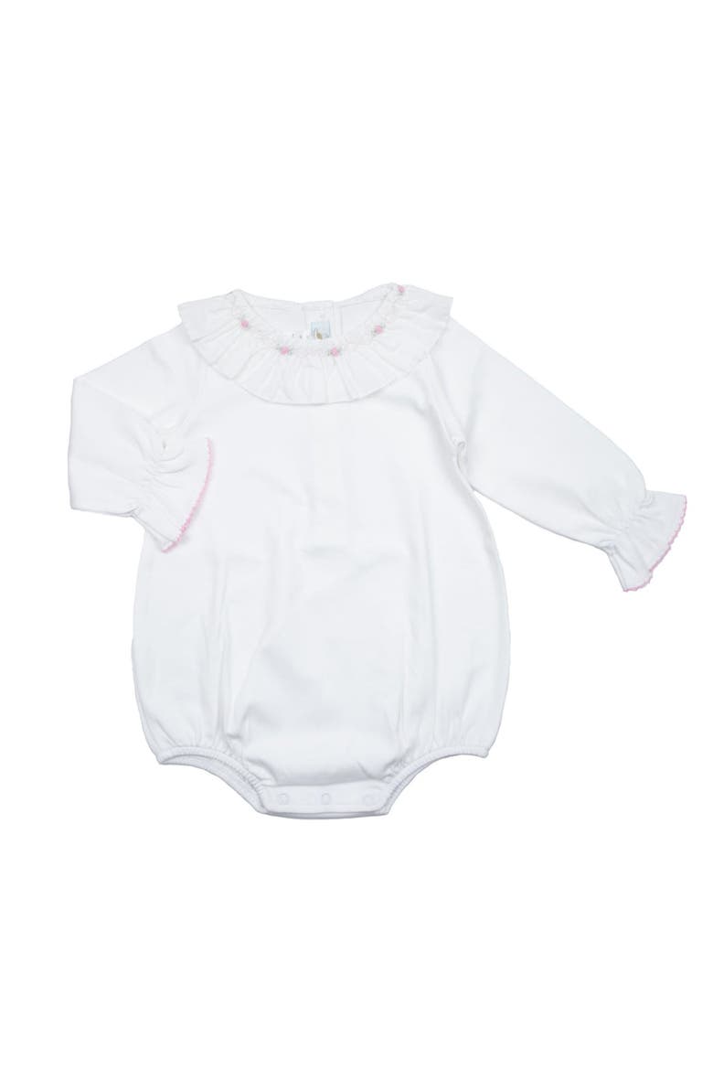 Smocked Collar Bubble Romper, Main, color, White