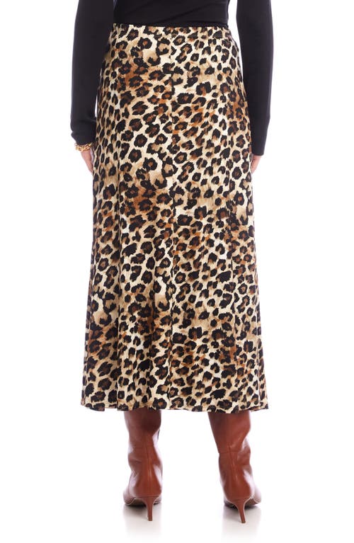 Karen Kane Leopard Print Side Slit Midi Skirt In Multi
