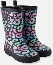 Deux par Deux Girl Waterproof Animal Rain Boots in Natural Rubber