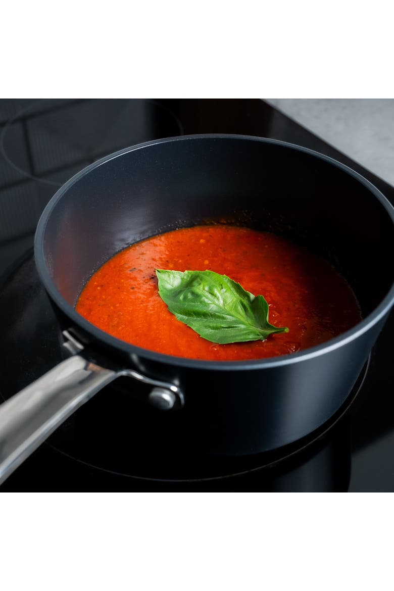 Maestro Ceramic Nonstick Saucepan with Lid, 2-Qt., Alternate, color, Black
