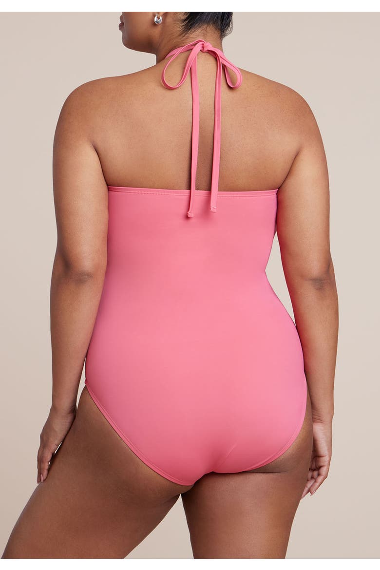 Rosette Halter One Piece, Alternate, color, HONEYSUCKLE