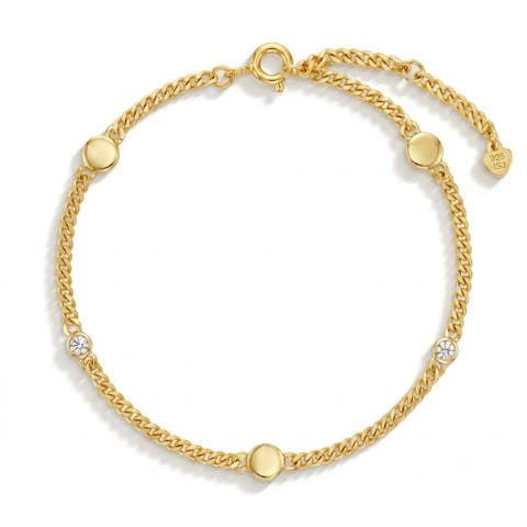 Mirrored CZ Station Girls Plated Bracelet
