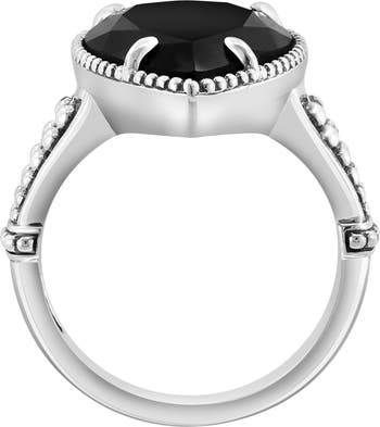Sterling Silver Pear Cut Onyx Ring