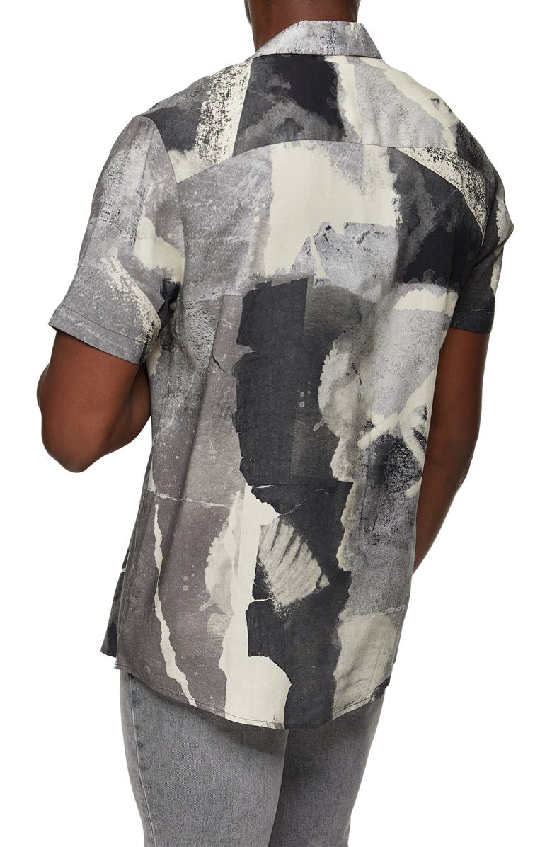 Topman Concrete Print Short Sleeve Button-Up Shirt, Alternate, color, 