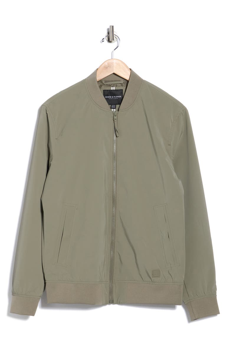 DENIM AND FLOWER Bomber Jacket, Main, color, Light Olive