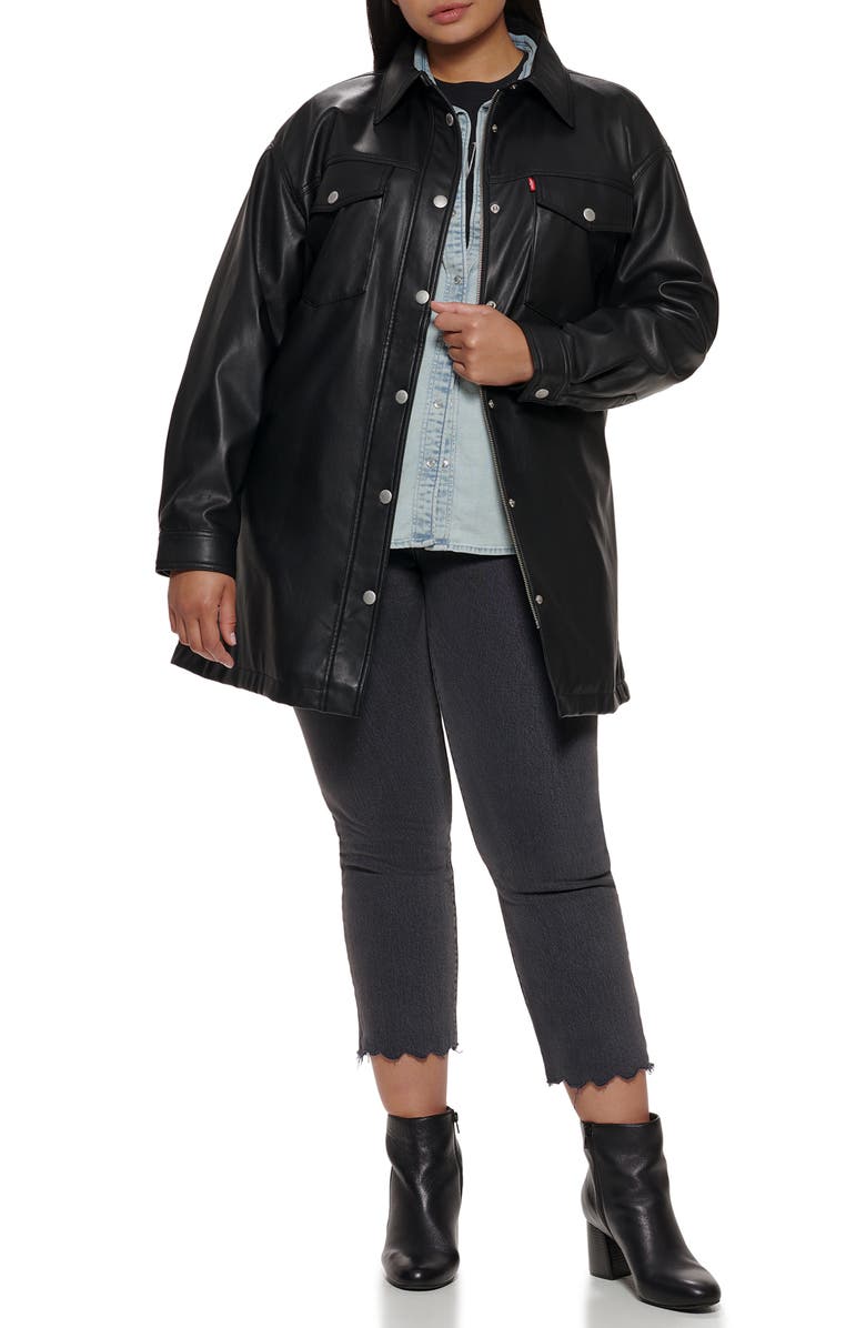 Levi's<sup>®</sup> Belted Water Resistant Faux Leather Shacket, Alternate, color, 