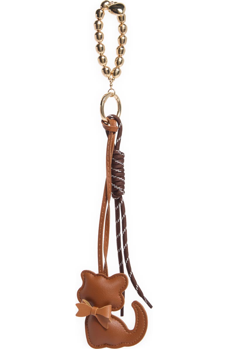 Leith Cat Cluster Bag Charm, Main, color, Brown