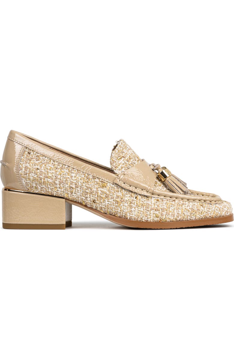 Donald Pliner Tailored Heel Bouclé Loafer, Alternate, color, Camel