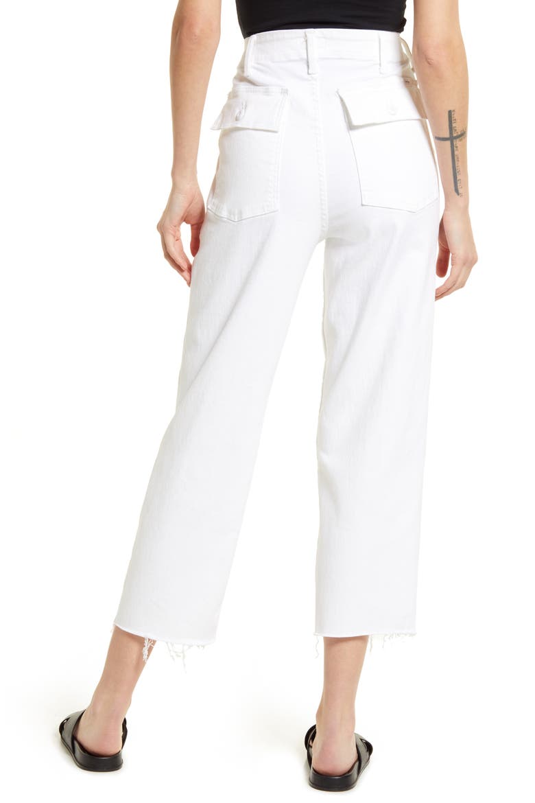 The Patch Pocket Private High Waist Frayed Ankle Straight Leg Jeans, Alternate, color, FAIREST OF THEM ALL