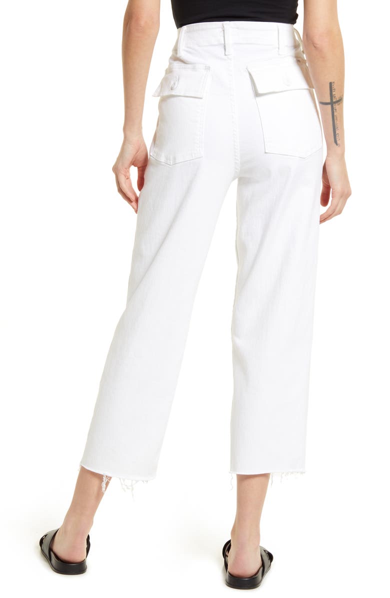 MOTHER The Patch Pocket Private High Waist Frayed Ankle Straight Leg Jeans, Alternate, color, Fairest Of Them All