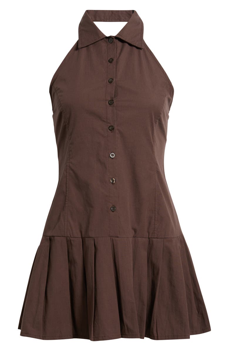 Motel Mikena Pleated Halter Minidress, Alternate, color, Deep Mahogany