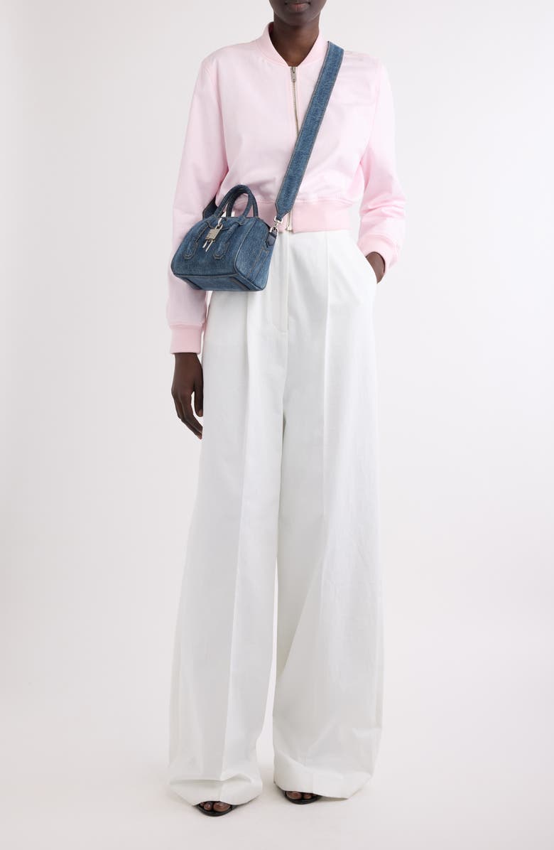 Givenchy Logo Embroidered Crop Bomber Jacket, Alternate, color, 