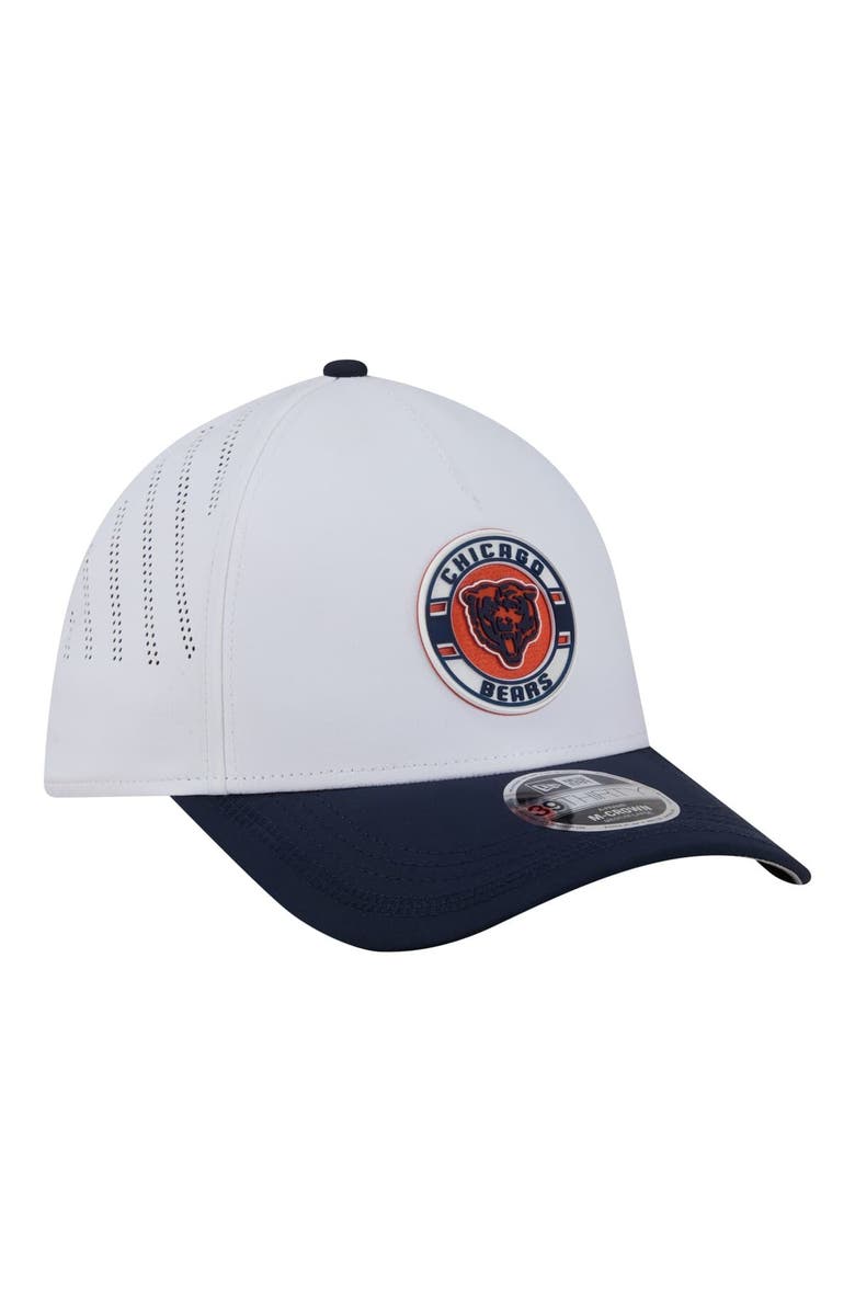 New Era Men's New Era White/Navy Chicago Bears Patch 39THIRTY A-Frame M-Crown Perforated Flex Hat, Alternate, color, White