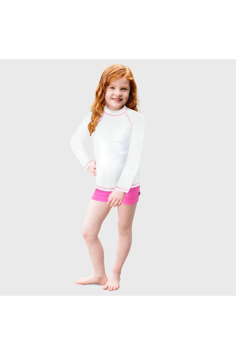 Baby Girls UPF 50+ Long Sleeve Rashguard, Main, color, White