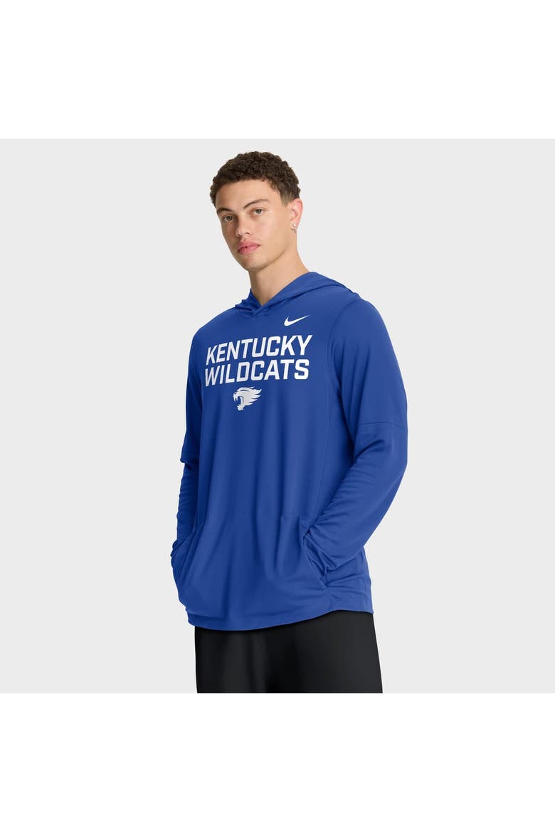 Men's Nike Royal Kentucky Wildcats 2025 Sideline Performance Long Sleeve Hoodie T-Shirt, Main, color, Royal