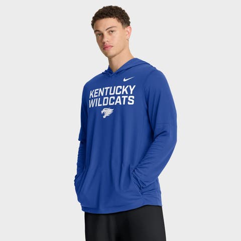 Men's Nike Royal Kentucky Wildcats 2025 Sideline Performance Long Sleeve Hoodie T-Shirt