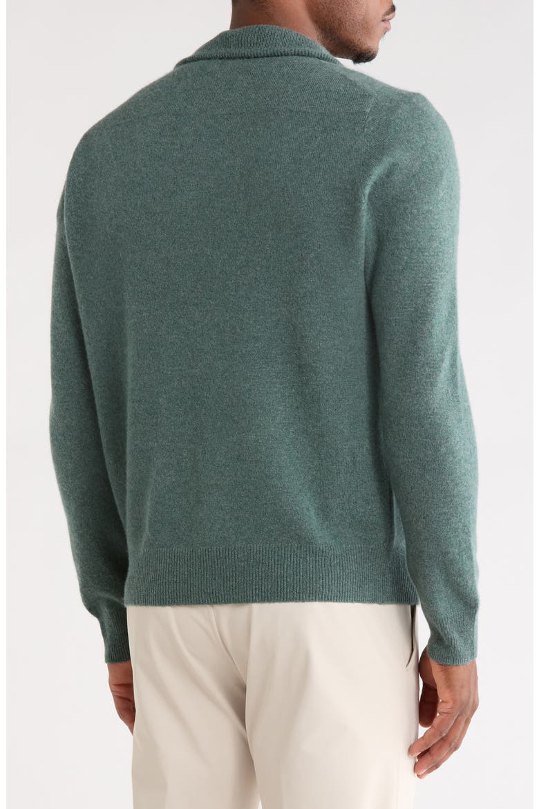 Cashmere Quarter Zip Sweater, Alternate, color, GREEN WREATH HEATHER