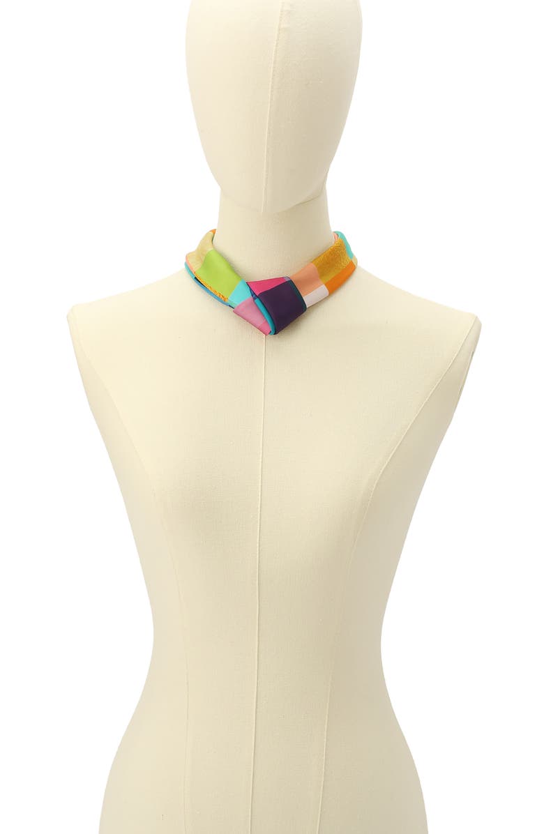 Kurt Geiger London Stained Glass Silk Bandana Scarf, Alternate, color, Classic Rainbow