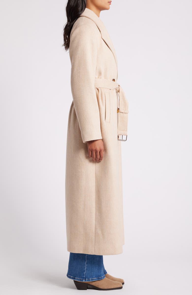 Sam Edelman Double Breasted Twill Coat, Alternate, color, Seasame/ Ivory Twill