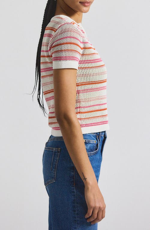 Derek Lam 10 Crosby Andy Stripe Corded Mesh Cotton Blend Sweater