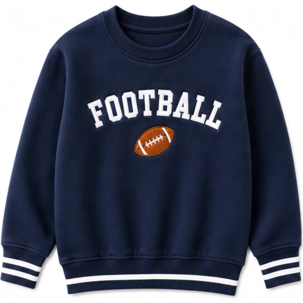 Bits & Bows Kids' Football Crewneck Sweatshirt In Navy