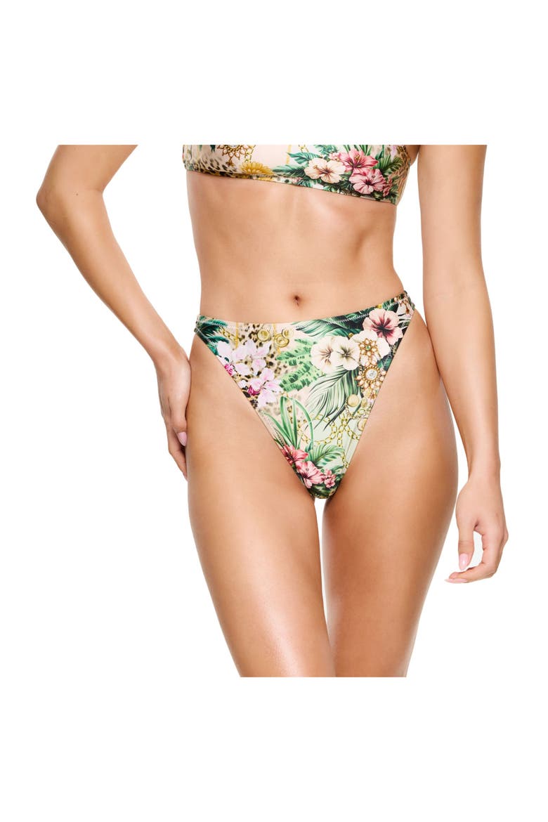 Jungle Treasure High Waist High Leg Bikini Bottom Swimsuit, Alternate, color, Multi-Jungle