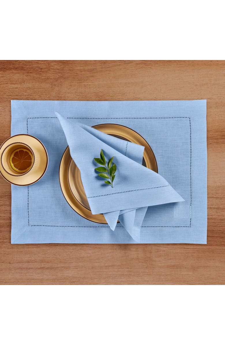Solino Home Linen Dinner Napkins - Classic Hemstitch, Alternate, color, Cornflower Blue